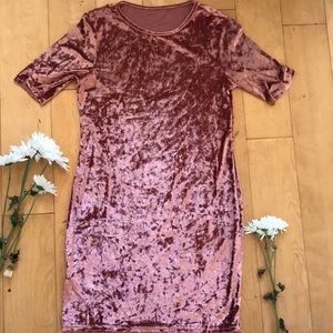 Pink Crushed Velvet Dress